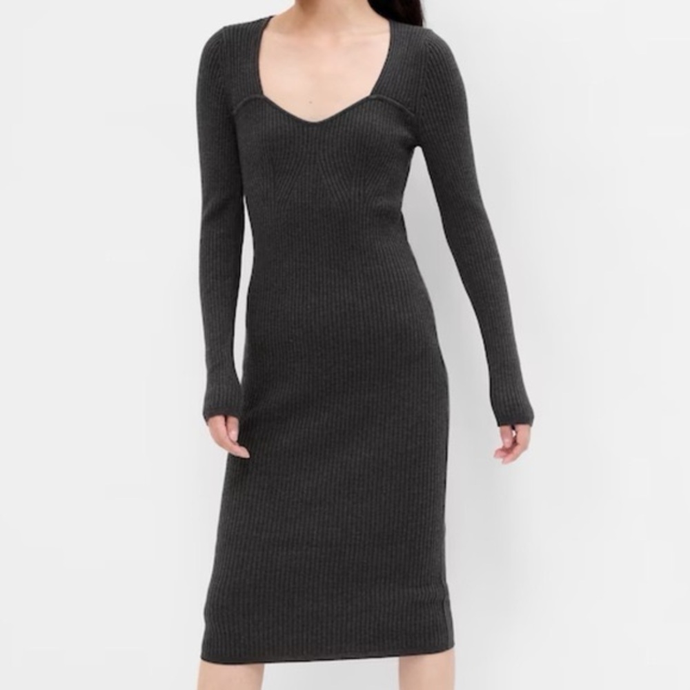 GAP Charcoal Long Sleeve Knit Dress